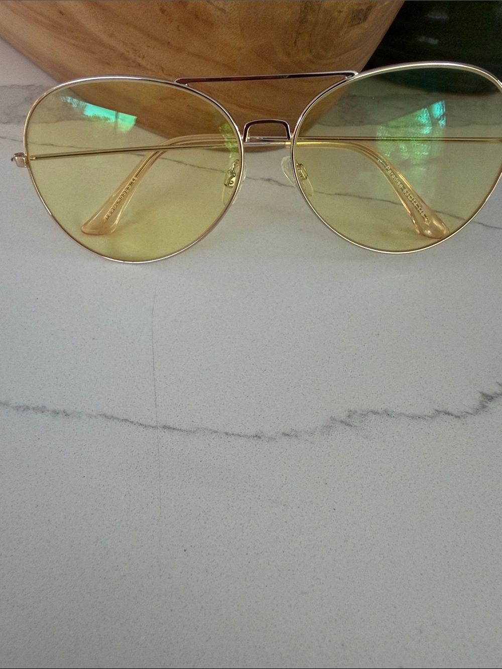 Gold Frame Aviator Sunglasses with Yellow Lenses - Women Accessories